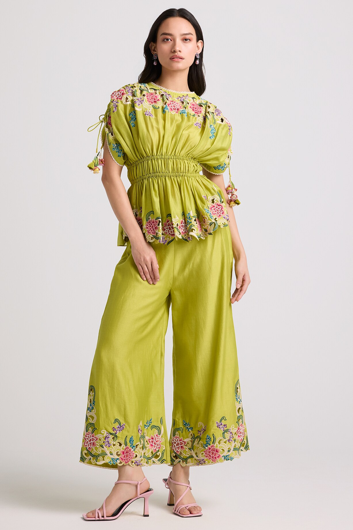 Peridot green chanderi Top main image 0