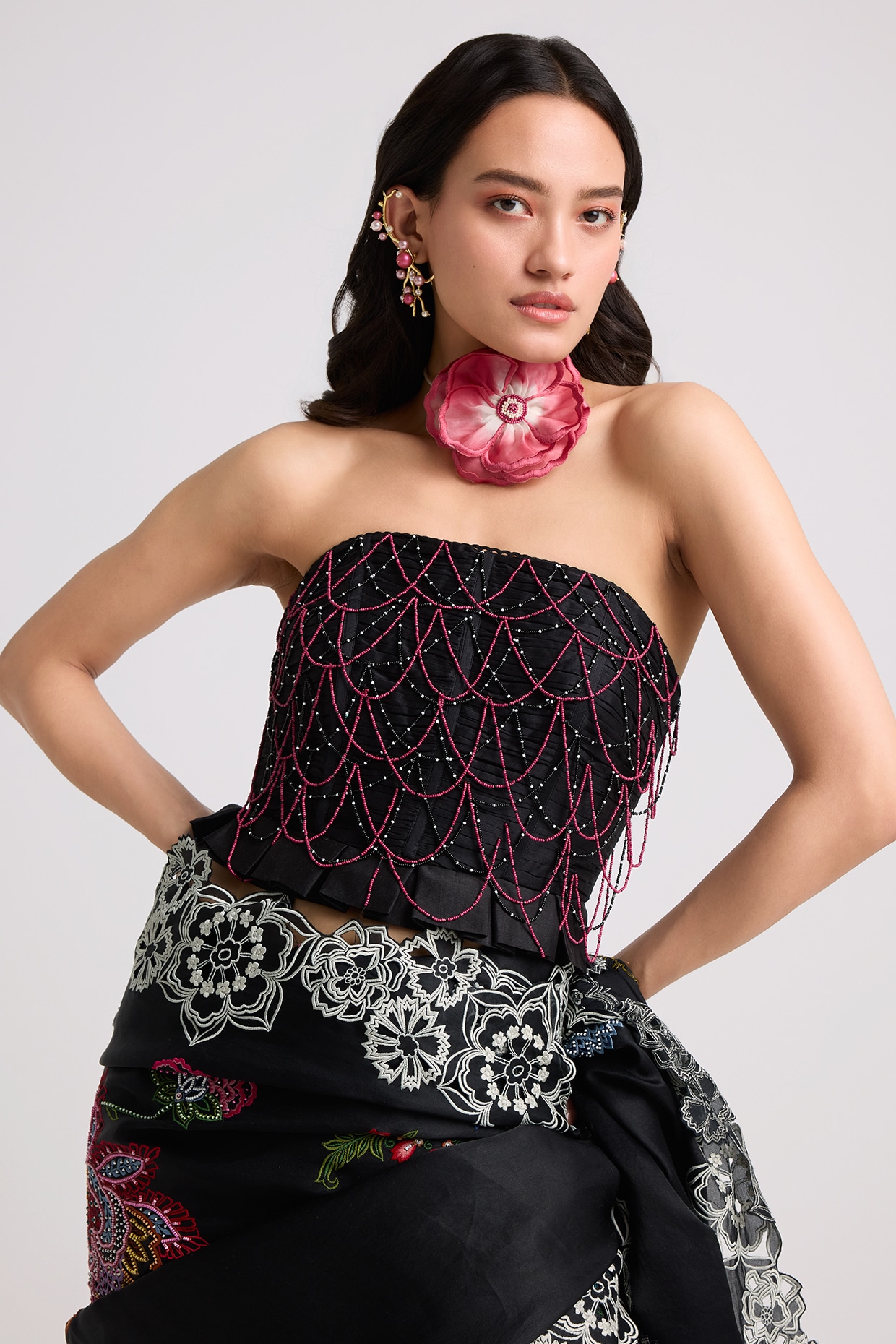 and mary ナビコルセットトップス andmary navi corset tops black