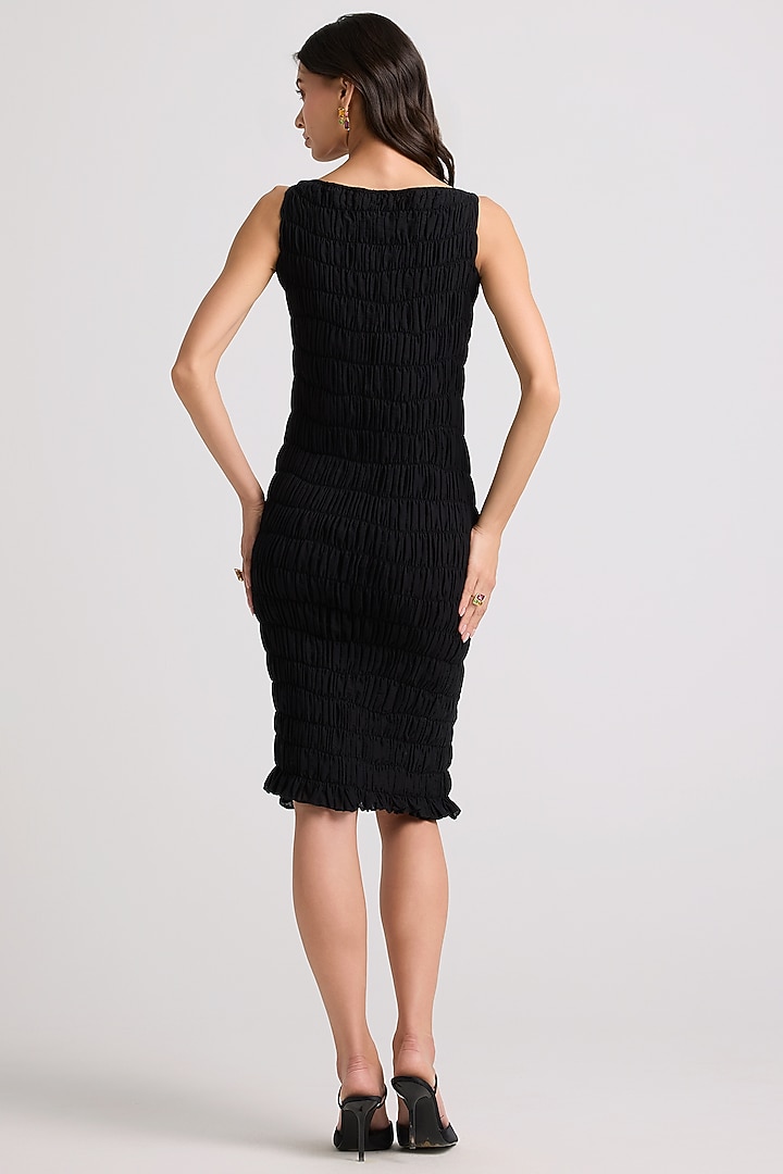 Black Cotton Beadwork Cowl Vacation Dress by Chandrima at Pernia's Pop Up Shop