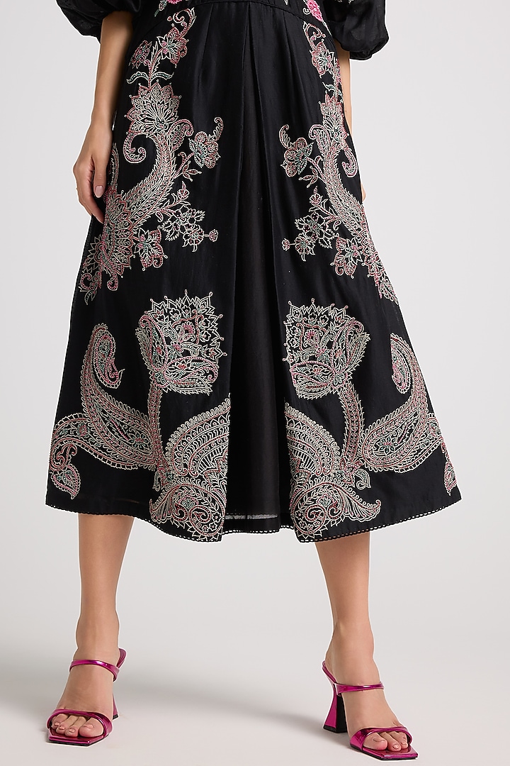 Black Chanderi Thread Work Cocktail Dress by Chandrima at Pernia's Pop Up Shop