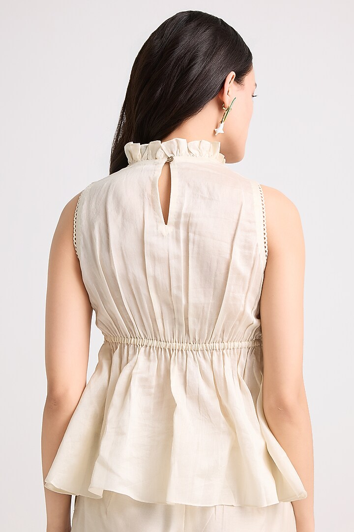 Ivory Chanderi Textured Top by Chandrima at Pernia's Pop Up Shop