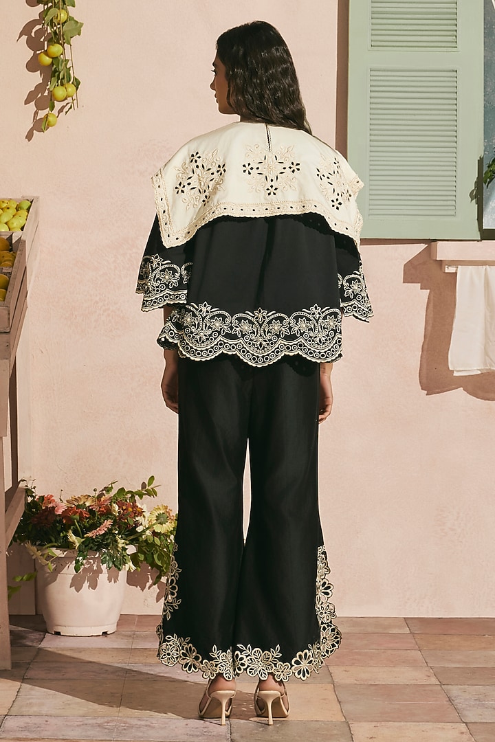 Black Poplin Cutwork Top by Chandrima at Pernia's Pop Up Shop