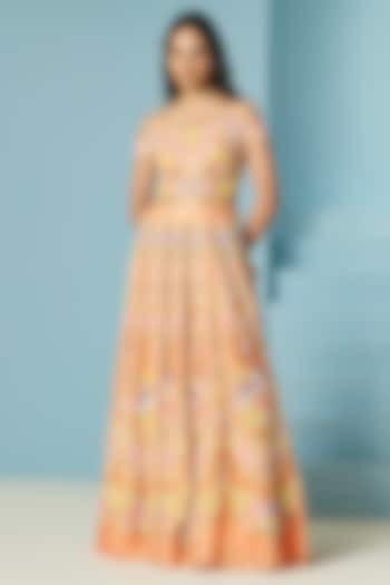 Orange Chanderi Bead Work Bridal Lehenga by Chandrima at Pernia's Pop Up Shop