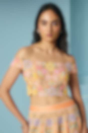 Orange Chanderi Beadwork Bustier by Chandrima at Pernia's Pop Up Shop