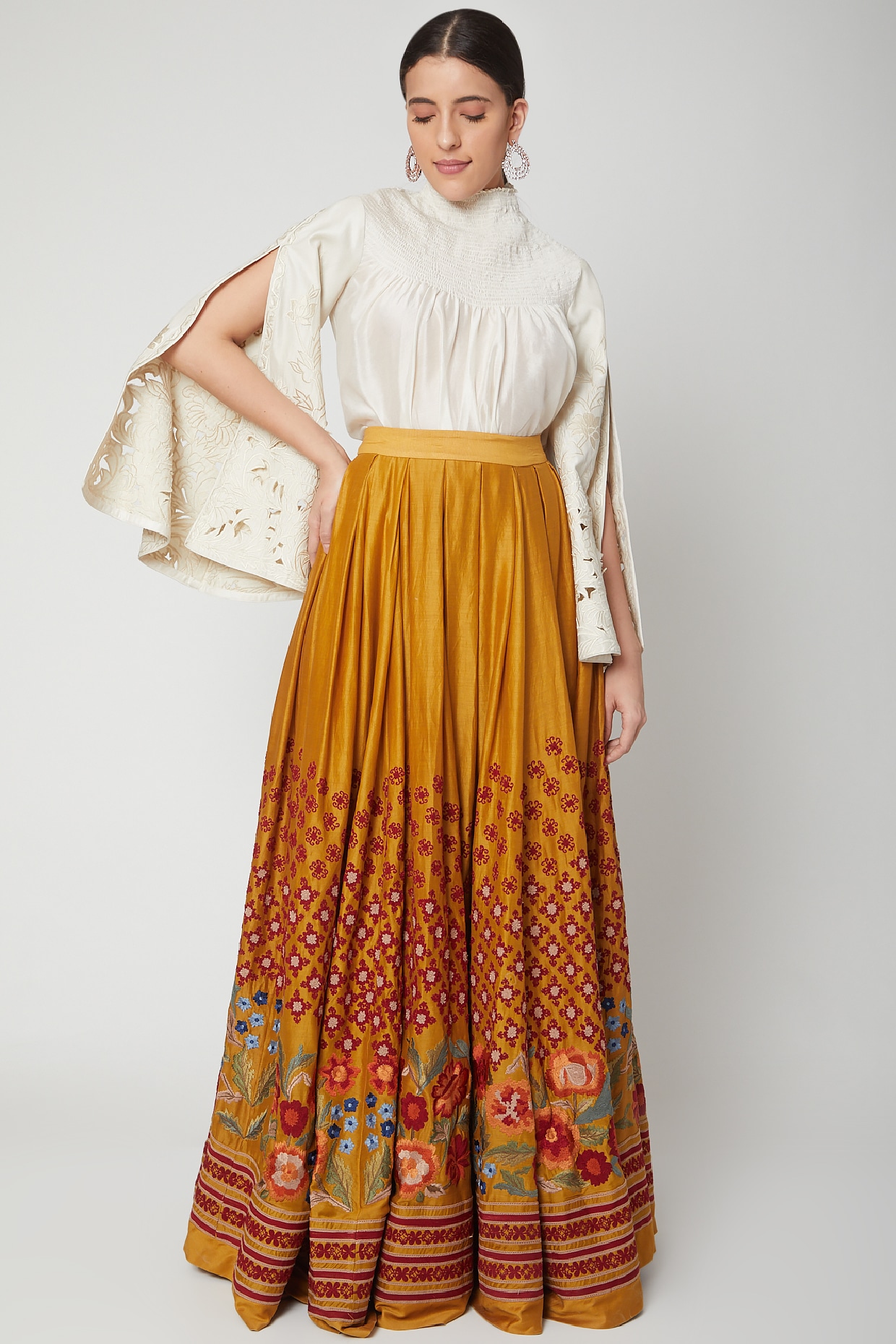 Mehendi Green Bandhani Lehenga Skirt With Embroidered Blouse – Punit Balana