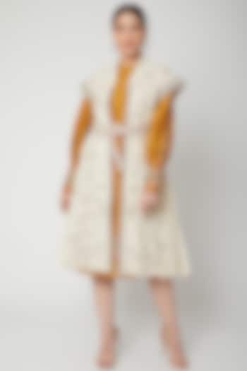 Ivory Embroidered Pleated Jacket by Chandrima