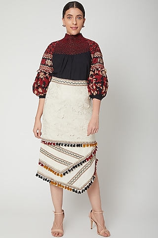 Ivory Kala Cotton Cutwork Embroidered Skirt by Chandrima