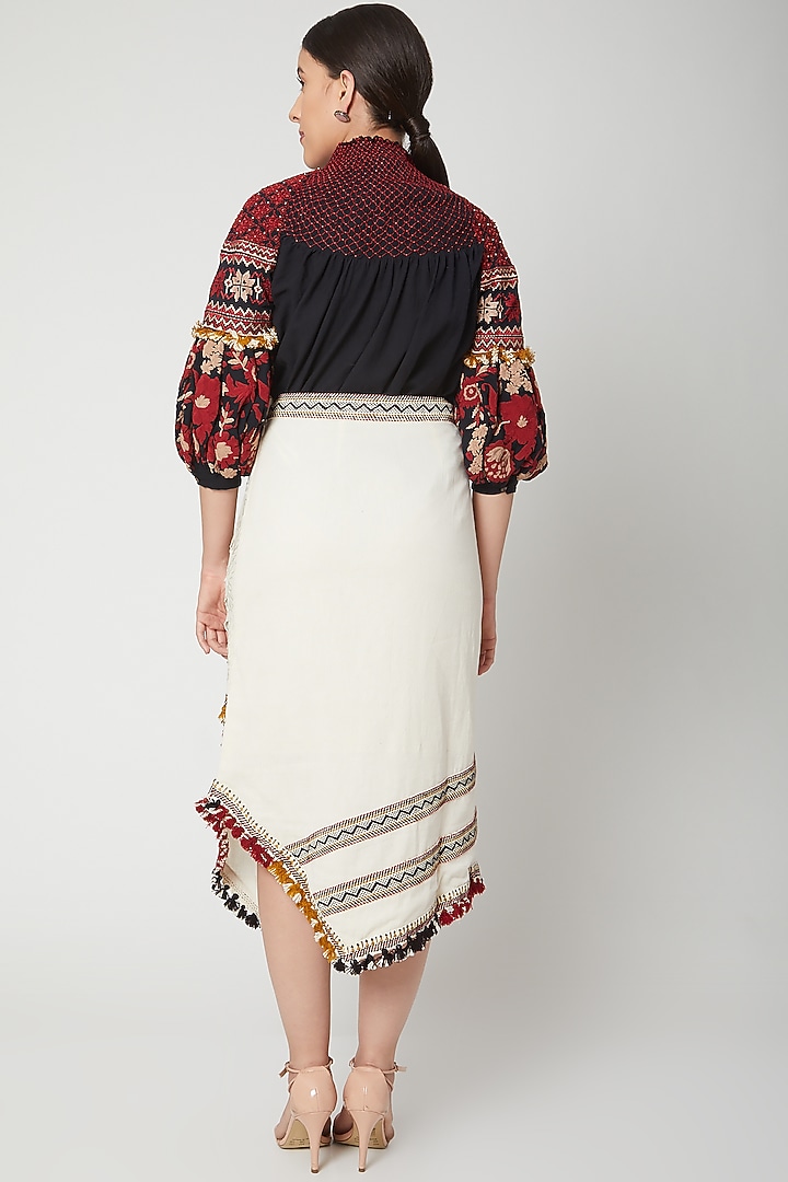Ivory Kala Cotton Cutwork Embroidered Skirt by Chandrima at Pernia's Pop Up Shop