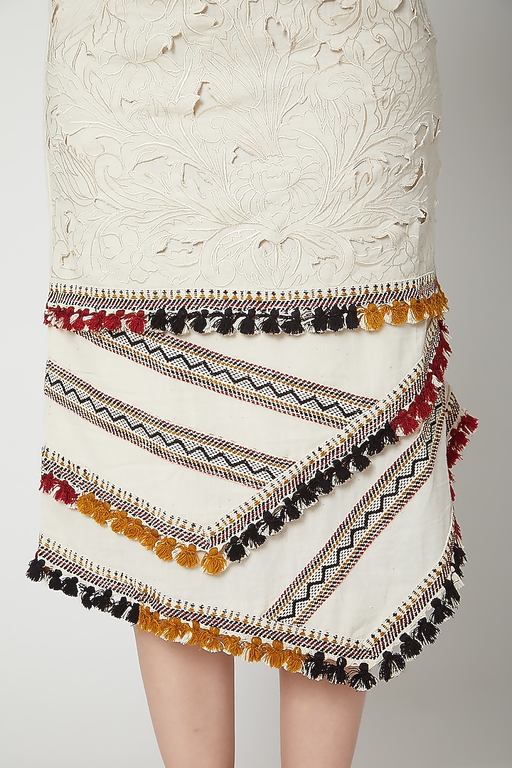 Ivory Kala Cotton Cutwork Embroidered Skirt by Chandrima at Pernia's Pop Up Shop