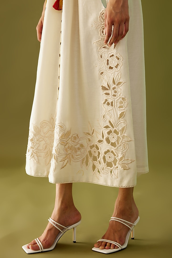Ivory Embroidered Cocktail Shirt Dress by Chandrima at Pernia's Pop Up Shop