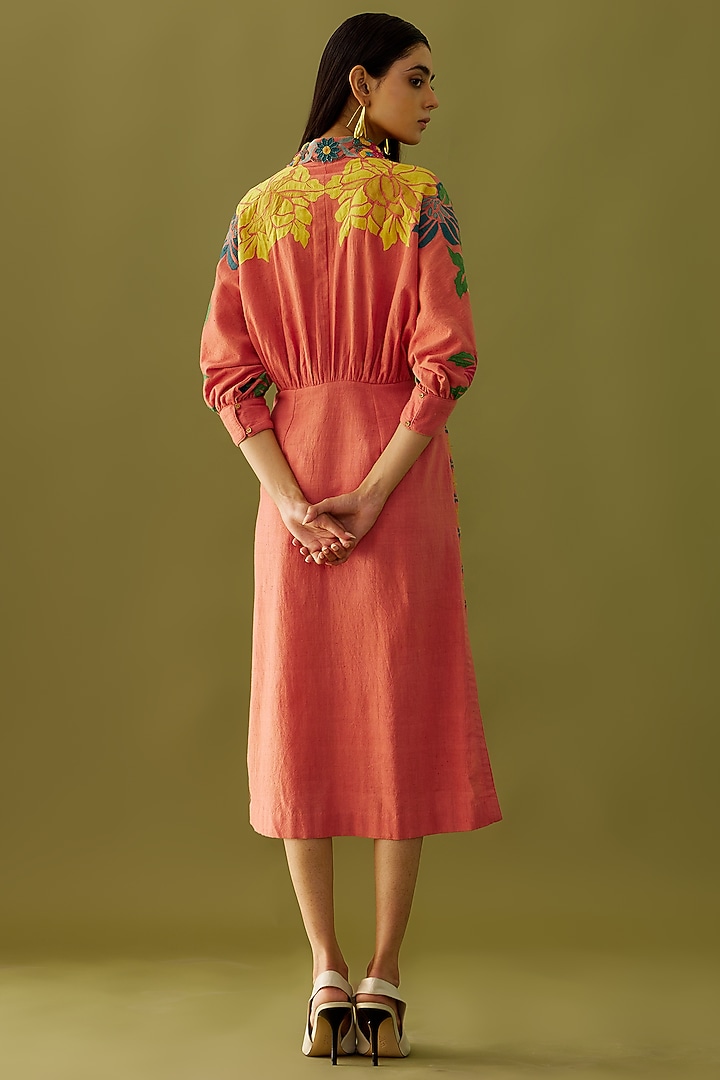 Old Rose Embroidered Kimono Cocktail Dress by Chandrima at Pernia's Pop Up Shop
