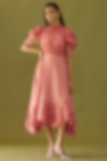 Old Rose Ruched Cocktail Dress by Chandrima at Pernia's Pop Up Shop