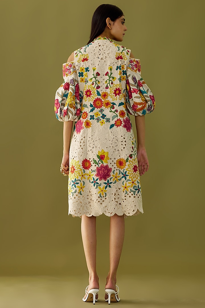 Ivory Embroidered Jacket by Chandrima at Pernia's Pop Up Shop