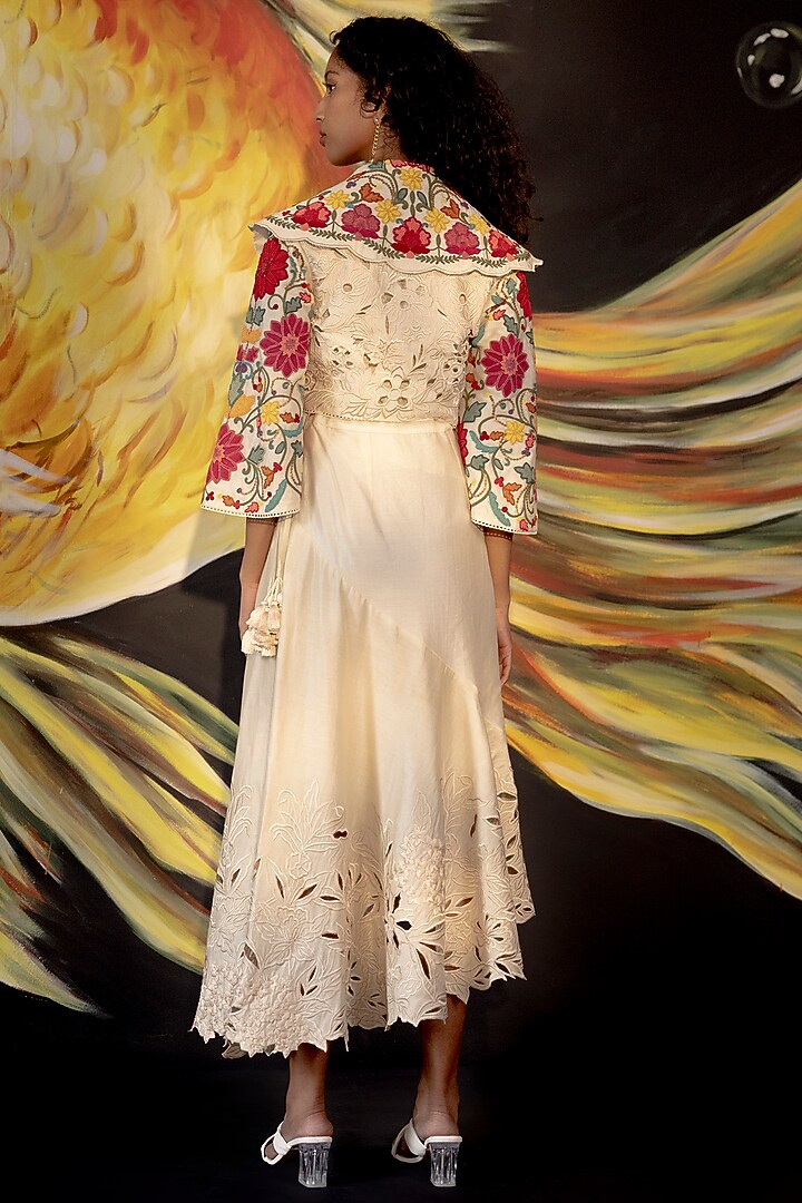 Ivory Embroidered Bolero Jacket by Chandrima at Pernia's Pop Up Shop