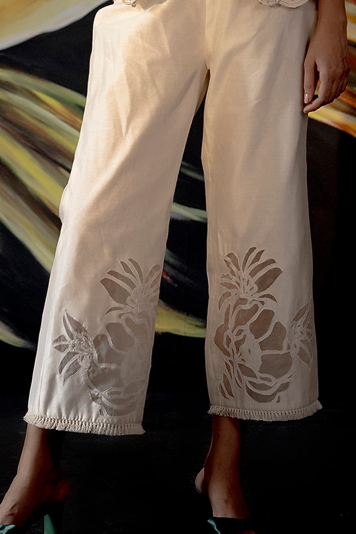 Ivory Embroidered Short Jacket by Chandrima at Pernia's Pop Up Shop