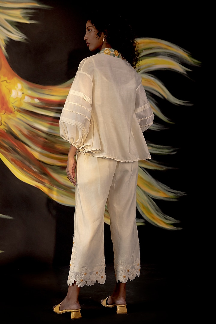 Ivory Embroidered Shirt by Chandrima at Pernia's Pop Up Shop