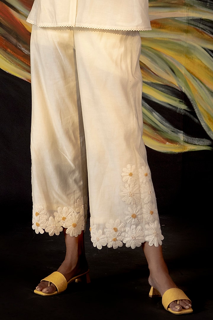 Ivory Embroidered Shirt by Chandrima at Pernia's Pop Up Shop
