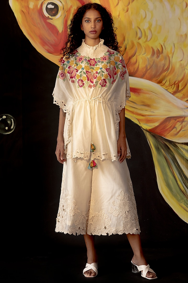 Ivory Chanderi Kaftan by Chandrima at Pernia's Pop Up Shop