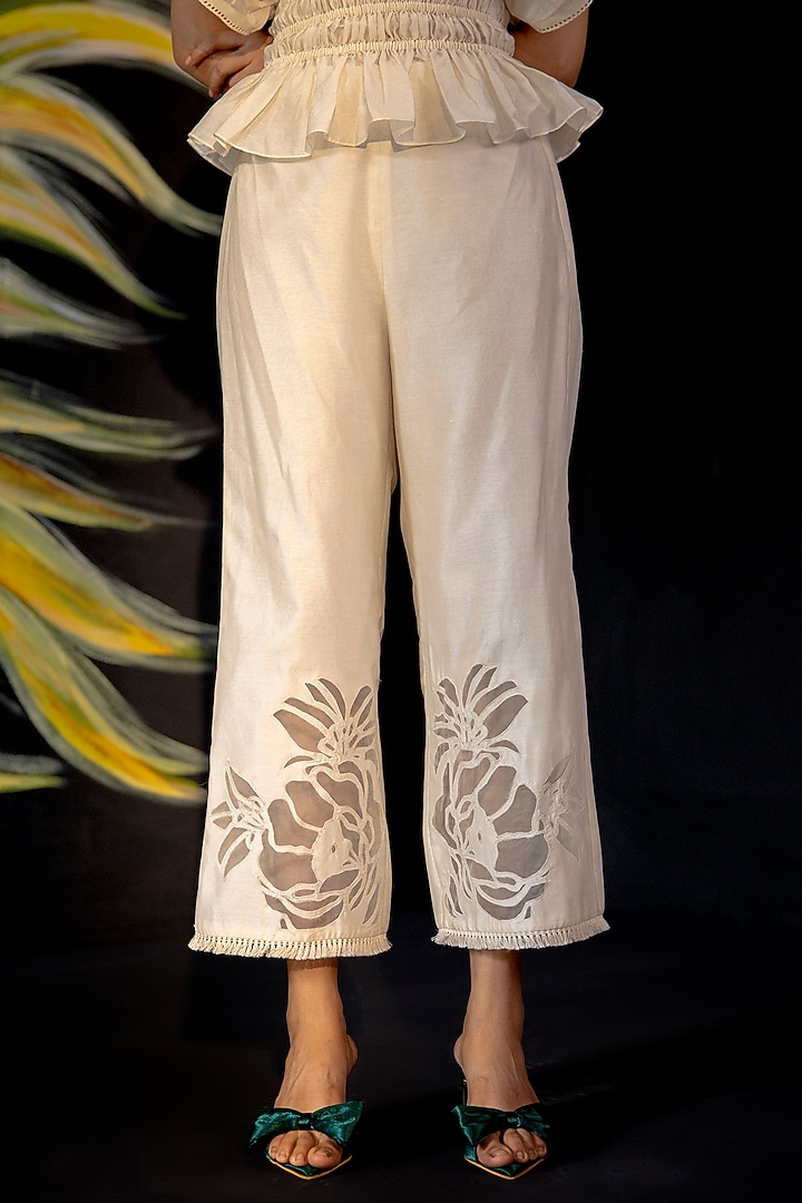 Ivory Pants In Chanderi by Chandrima at Pernia's Pop Up Shop