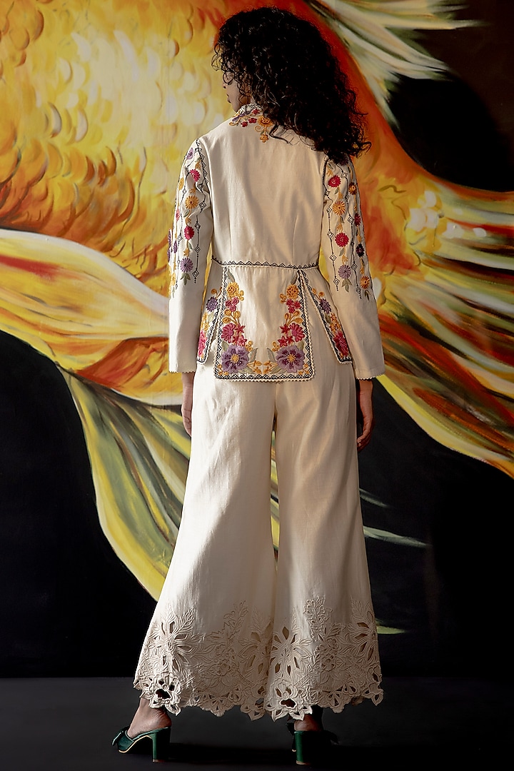 Ivory Chanderi Pants by Chandrima at Pernia's Pop Up Shop