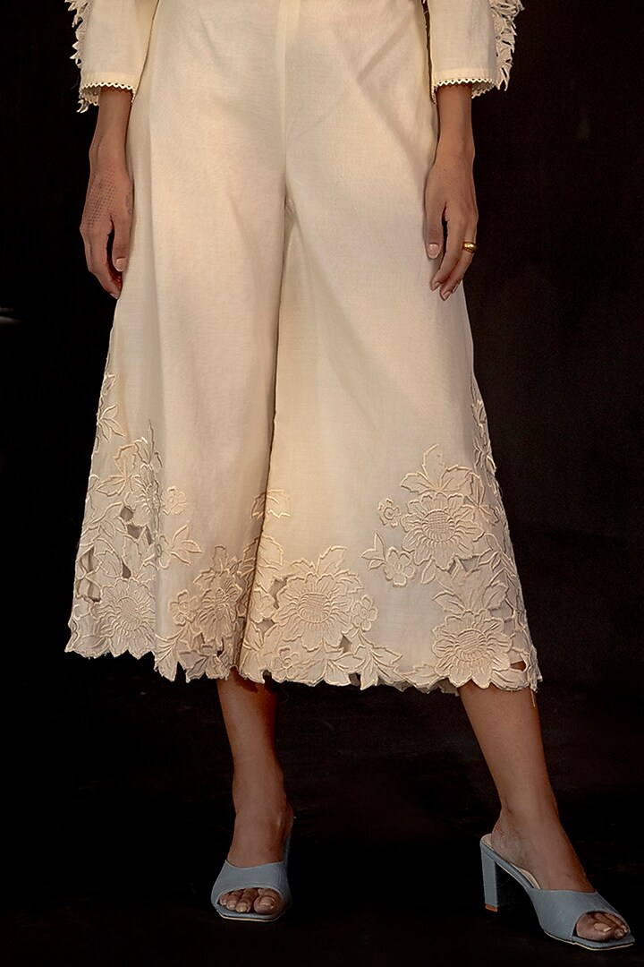Ivory Pants In Chanderi by Chandrima at Pernia's Pop Up Shop