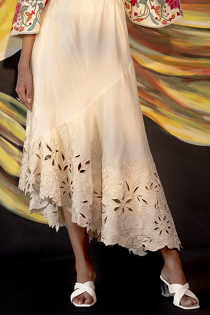 Ivory Chanderi Skirt by Chandrima at Pernia's Pop Up Shop
