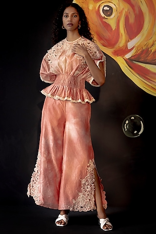 Old Rose Chanderi Top by Chandrima
