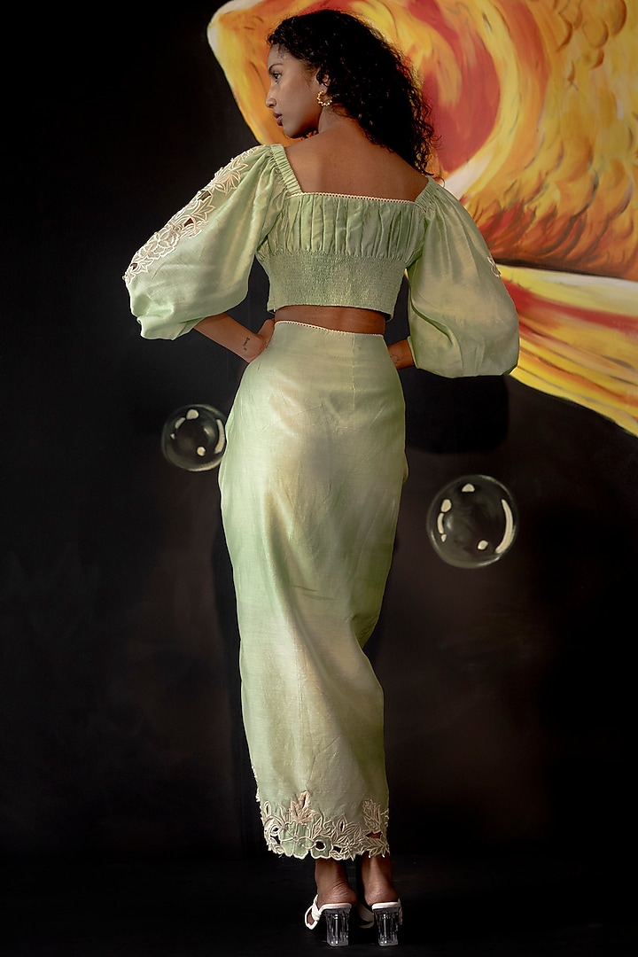 Sage Green Chanderi Top by Chandrima at Pernia's Pop Up Shop