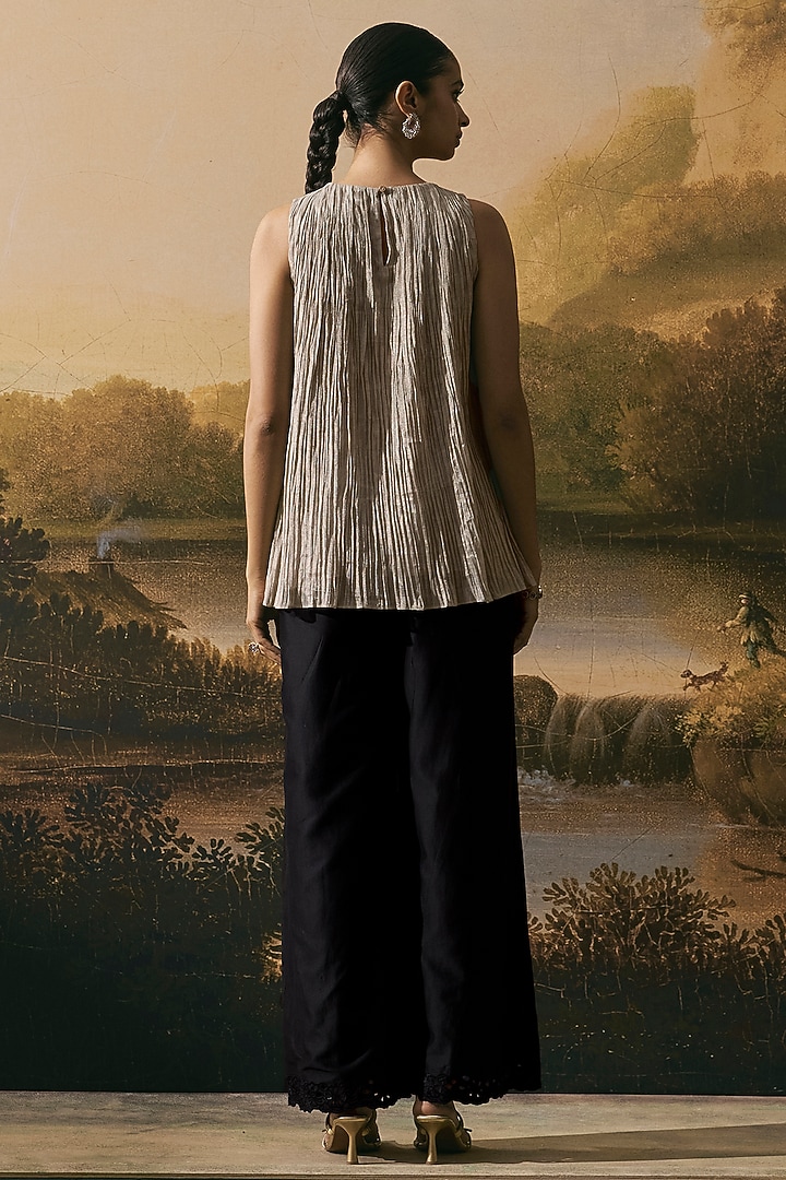 Silver Tissue Textured Tunic by Chandrima at Pernia's Pop Up Shop