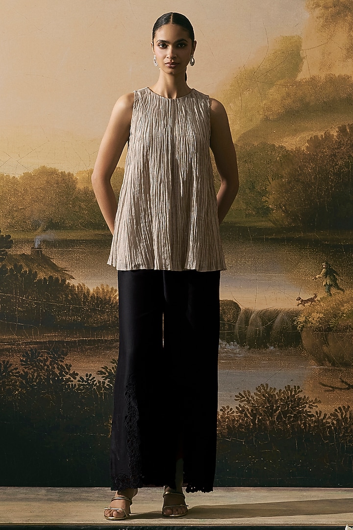 Silver Tissue Textured Tunic by Chandrima at Pernia's Pop Up Shop