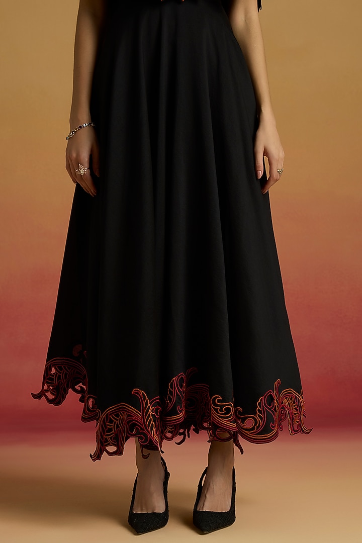 Black Chanderi Cutwork Cocktail Dress by Chandrima at Pernia's Pop Up Shop