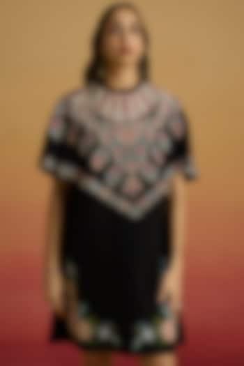 Black Matka Silk Thread Work Mini Cocktail Dress by Chandrima at Pernia's Pop Up Shop