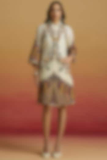 Ivory & Plum Chanderi Color Blocked Cocktail Dress by Chandrima at Pernia's Pop Up Shop