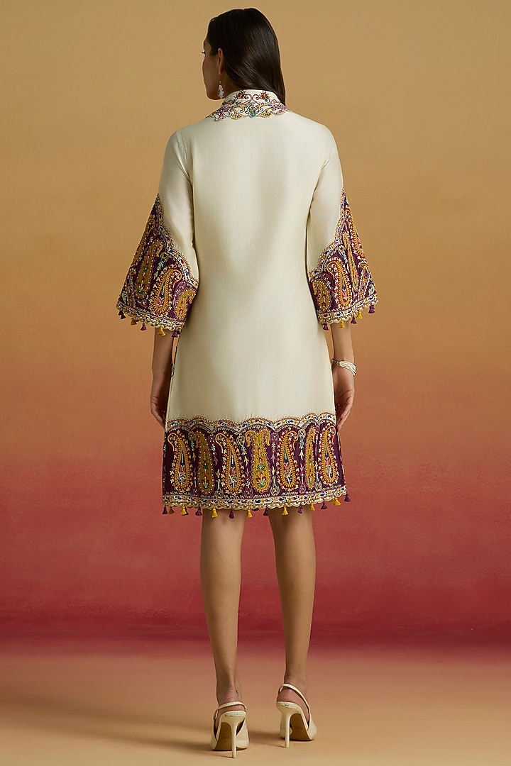 Ivory & Plum Chanderi Color Blocked Cocktail Dress by Chandrima at Pernia's Pop Up Shop