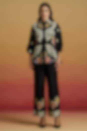 Black Chanderi Cord Work Pants by Chandrima at Pernia's Pop Up Shop