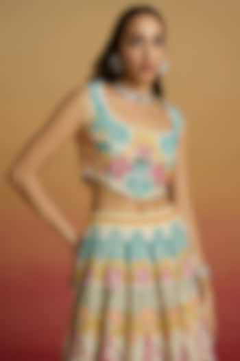 Ivory Chanderi Beadwork Bustier by Chandrima at Pernia's Pop Up Shop