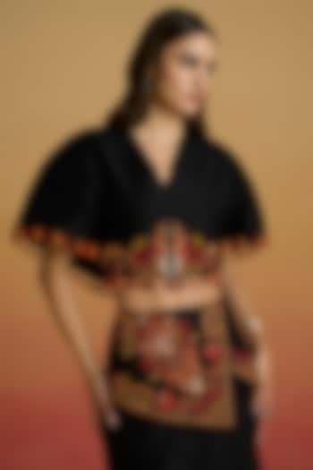 Black Chanderi Thread Work Corset Top by Chandrima at Pernia's Pop Up Shop