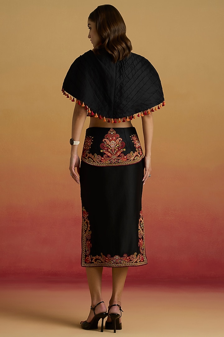Black Chanderi Thread Work Corset Top by Chandrima at Pernia's Pop Up Shop