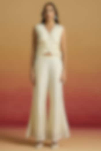 Ivory Chanderi Crop Top by Chandrima at Pernia's Pop Up Shop