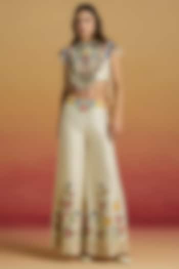 Ivory Chanderi Cutwork Sharara Set by Chandrima at Pernia's Pop Up Shop