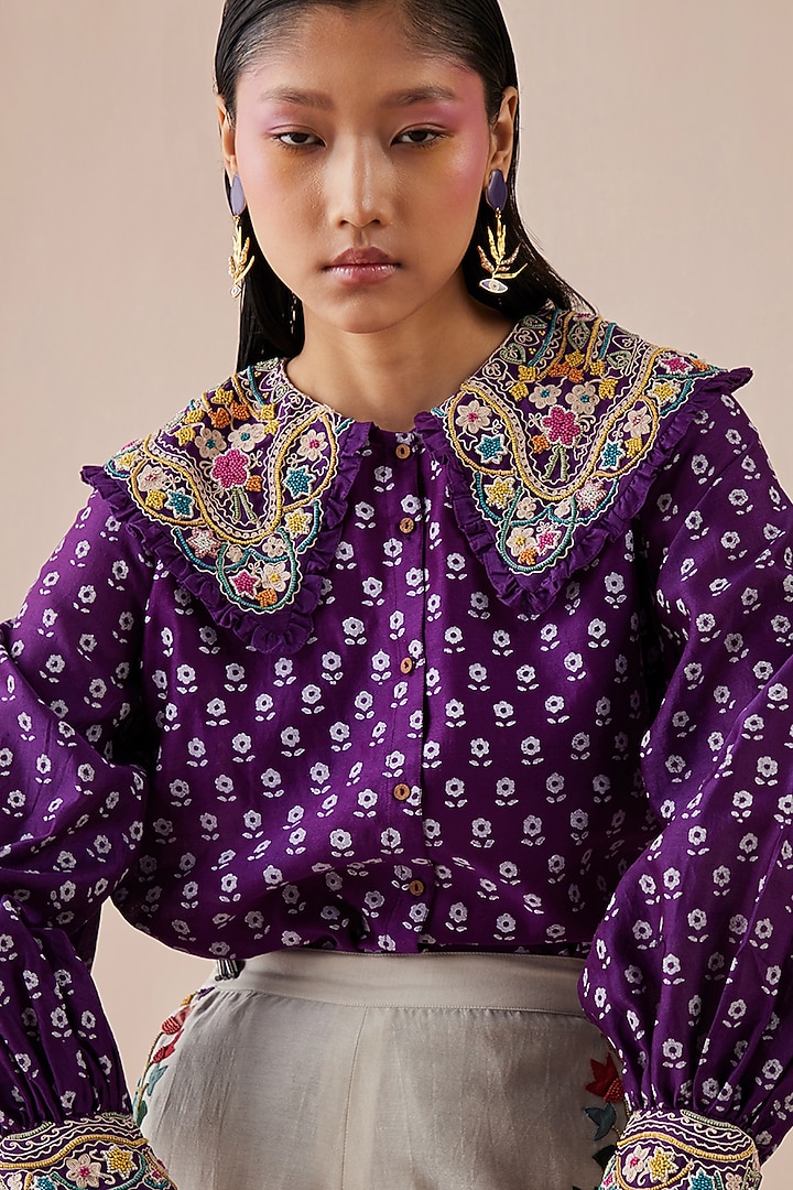 Purple Printed Shirt by Chandrima at Pernia's Pop Up Shop