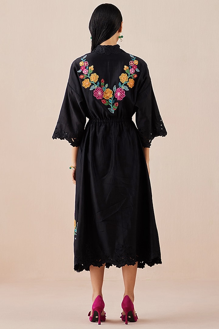 Black Embroidered Cocktail Dress by Chandrima at Pernia's Pop Up Shop