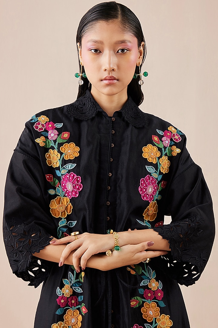 Black Embroidered Cocktail Dress by Chandrima at Pernia's Pop Up Shop