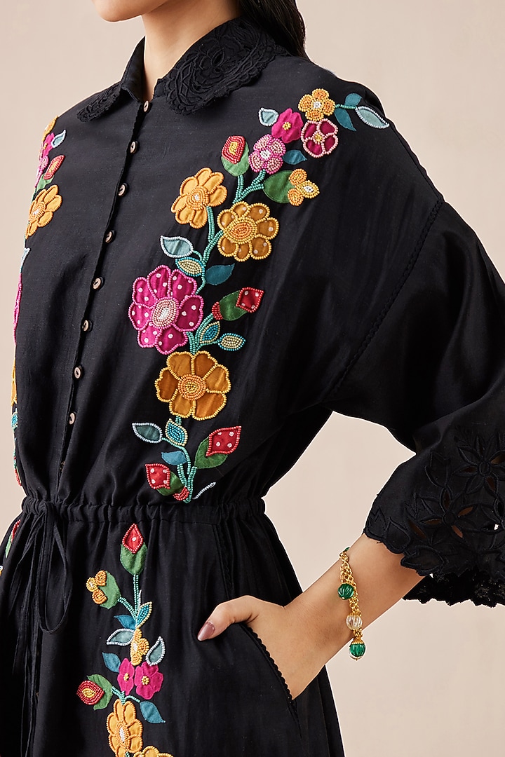 Black Embroidered Cocktail Dress by Chandrima at Pernia's Pop Up Shop