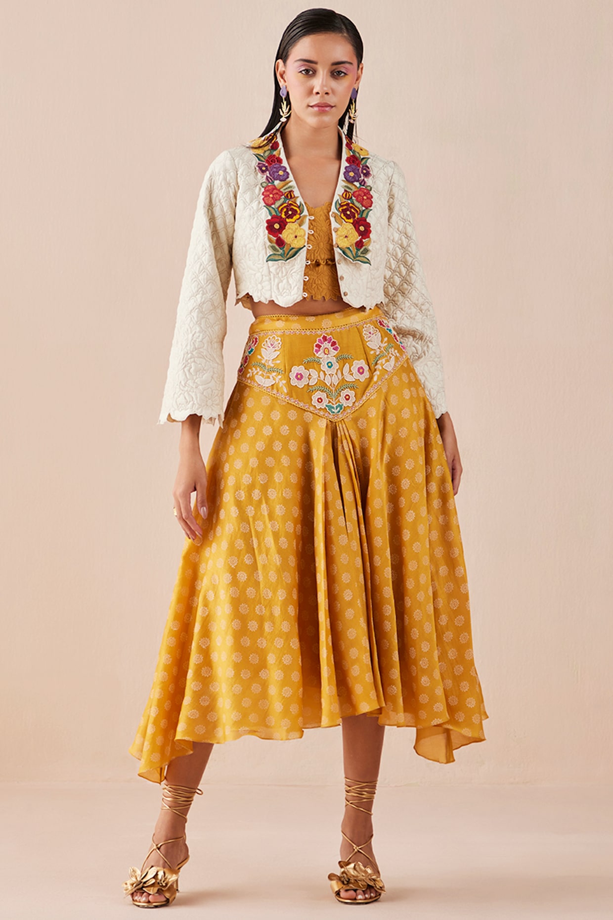 [LEUNI]Color Blocking Skirt_Red, Yellow ★韓國 Designer fashion, Seoul-fully created | W Concept