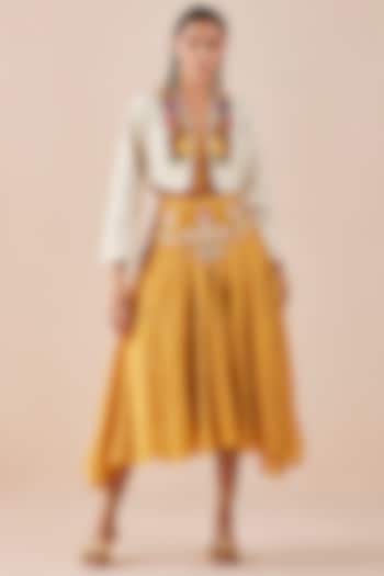 Yellow Printed Skirt by Chandrima