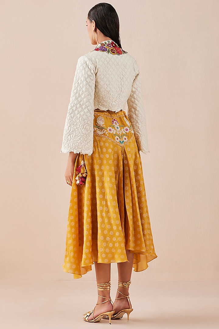 Yellow Printed Skirt by Chandrima at Pernia's Pop Up Shop