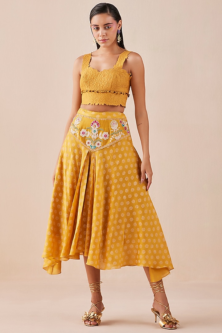 Yellow Printed Skirt by Chandrima at Pernia's Pop Up Shop
