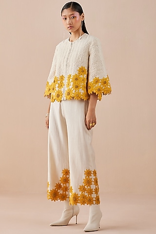 Ivory Embroidered Jacket by Chandrima