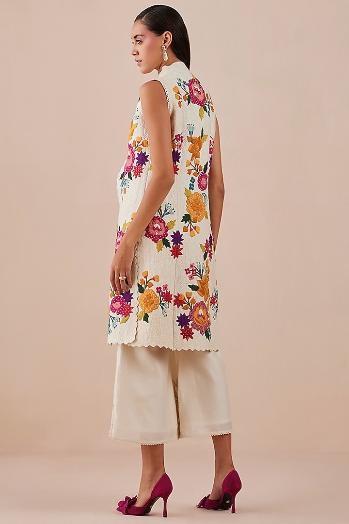 Ivory Embroidered Jacket by Chandrima at Pernia's Pop Up Shop
